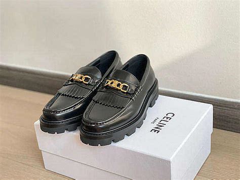 celine margaret loafer with triomphe chain in polished bull